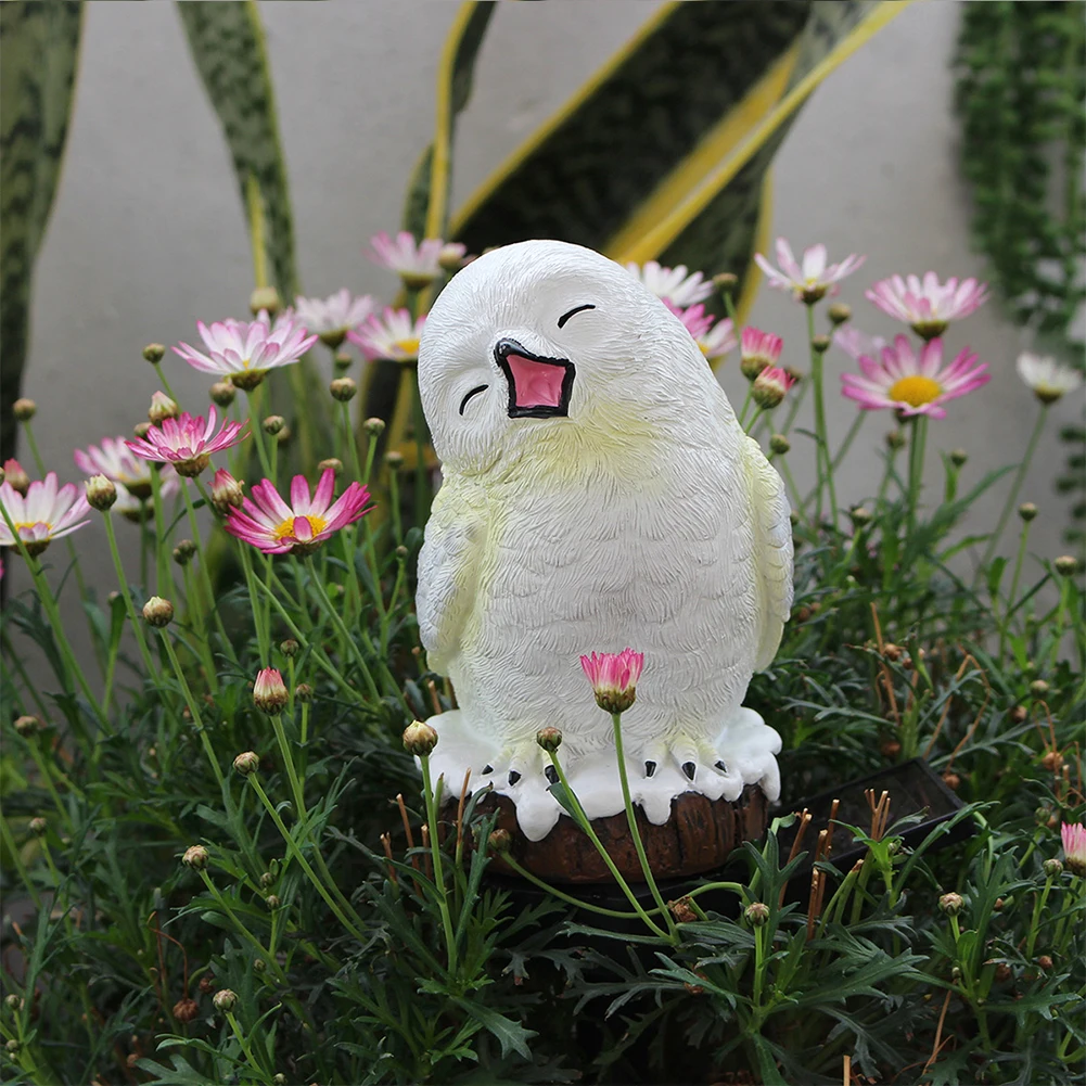 Luces de animales de búho nevado con estaca, luz Solar de jardín, decoración de hadas de búho para patio trasero, decoración del hogar para valla de flores, decoración de césped