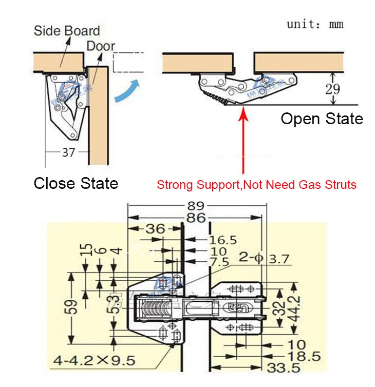 2PCS Stainless Steels Overhead Swing Up Locker Cupboard Door Stay Hinges For Caravan Motorhome RV Metal Hardware Parts