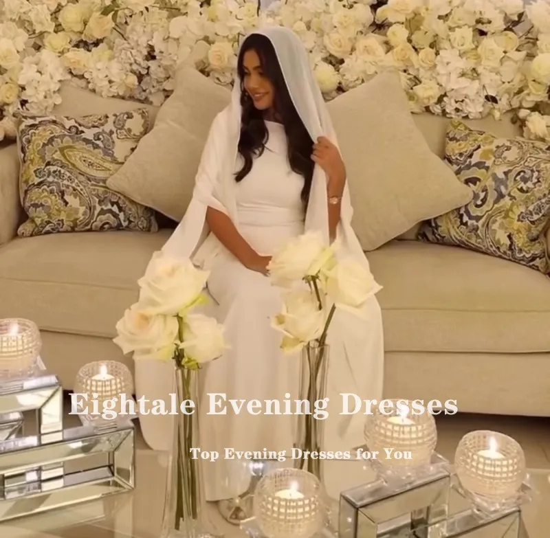 Eightale Muslim Wedding Dress Customized O-Neck Cap Sleeves Strethy Satin Mermaid Arabic Bridal Gown Islamitische Trouwjurk image 5