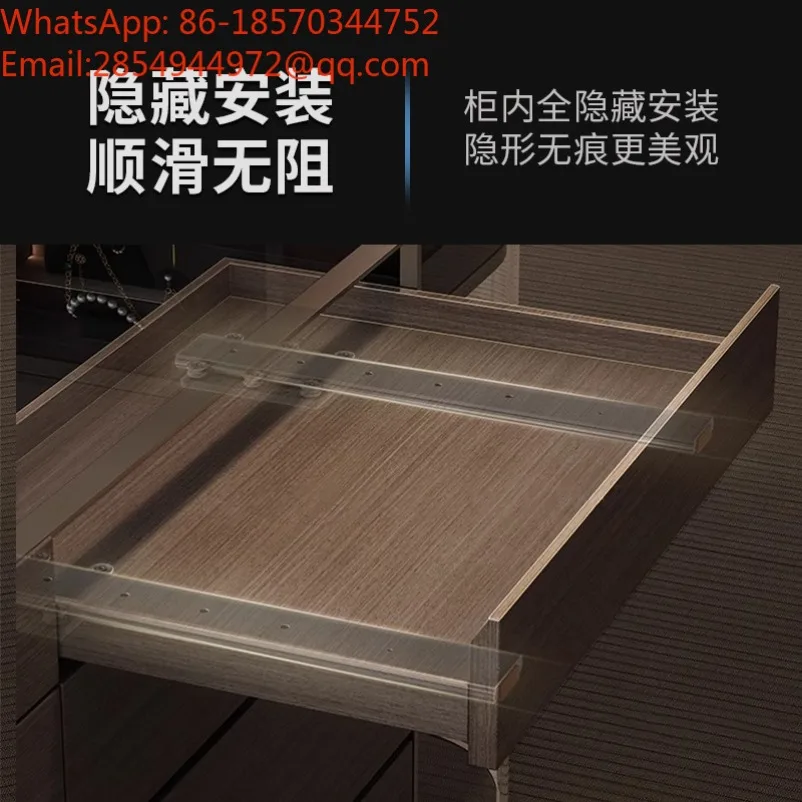 Hidden Damping Drawer Slide Bottom‑mount Buffer Track for Jewelry Display Cabinet Pull‑out Table Hardware