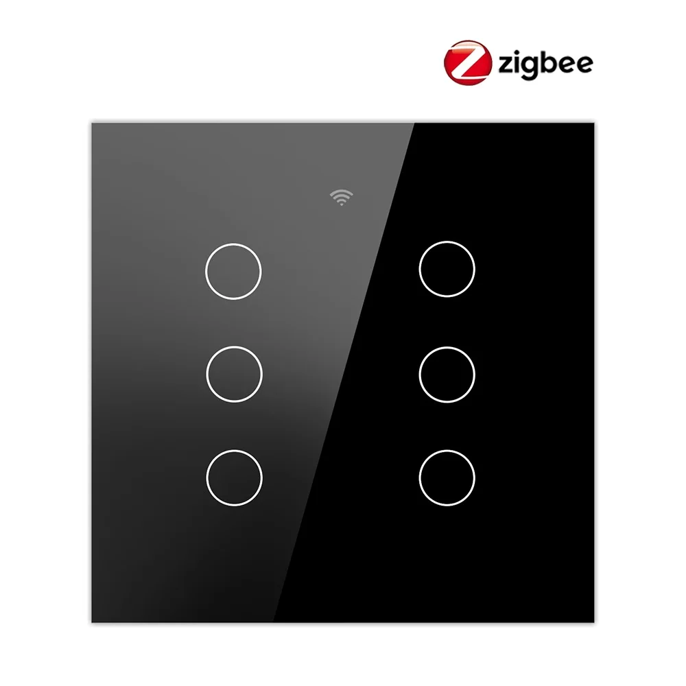 

MANHOT ZigBee Smart Touch Switch 4/6 Gang Glass Panel Light Switch Brazil 4*4 12CM Neutral Wire Work With Tuya Alexa Google Home