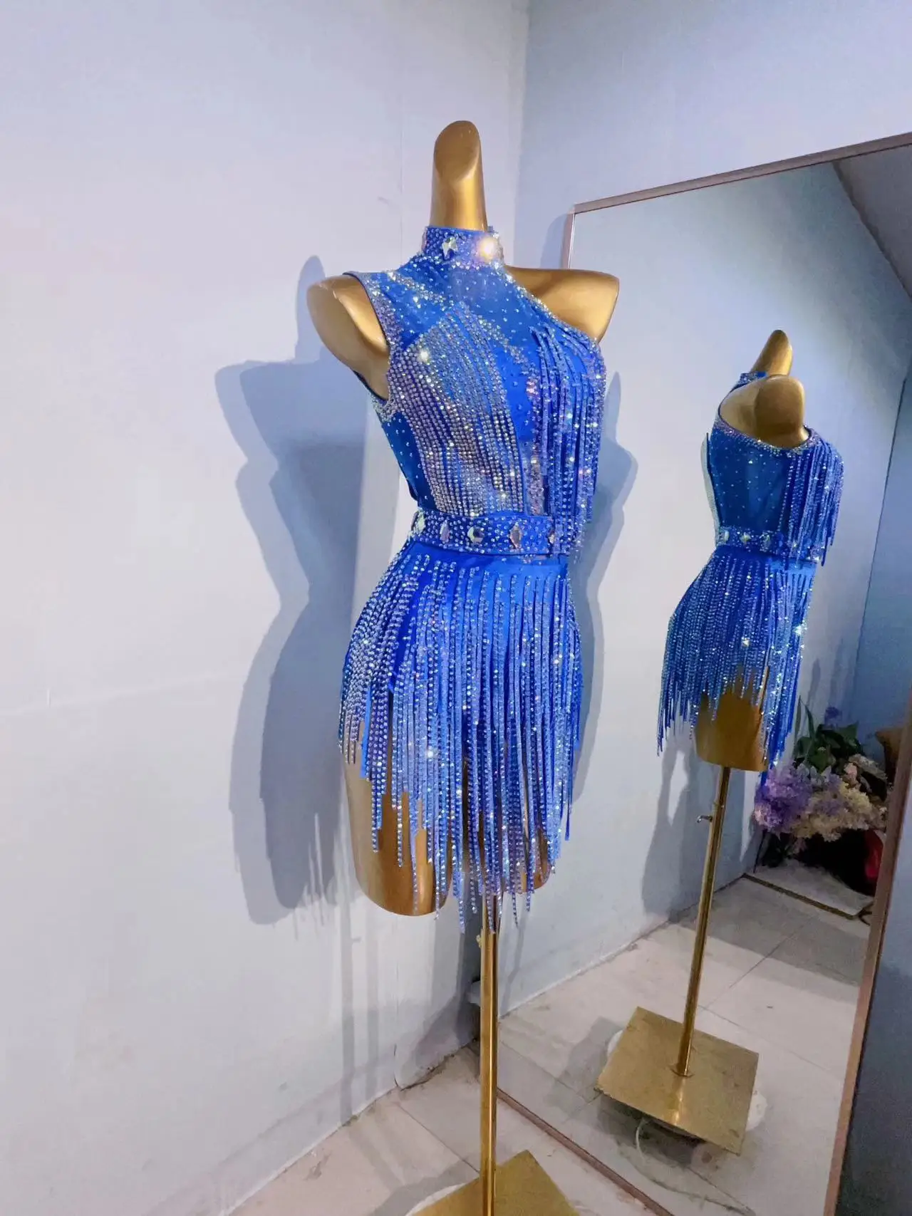 Latin Dance Competition Women's High end Customized Super Flash Evening Dress Samba Performance Dress Blackpool Dress