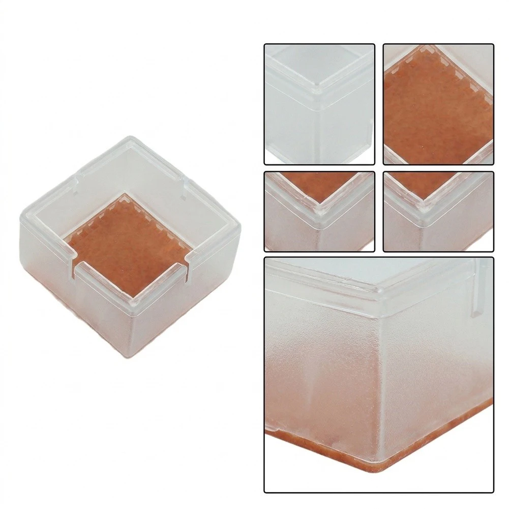 4 Piece Silicone Pads for Square For Furniture Feet Anti-Slip Floor Protectors for Chairs and Tables on Hard Floors