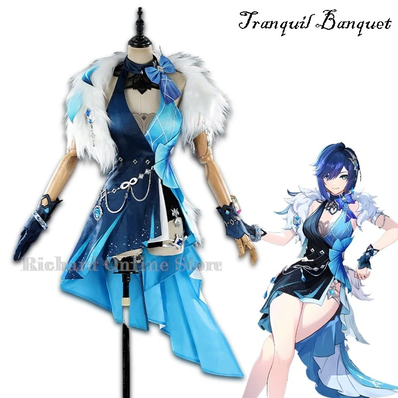 

Yelan Genshin Impact Yelan Cosplay Skin Tranquil Banquet Costume Wig Game Holloween Party Women High Heels Sexy Suit Clothing