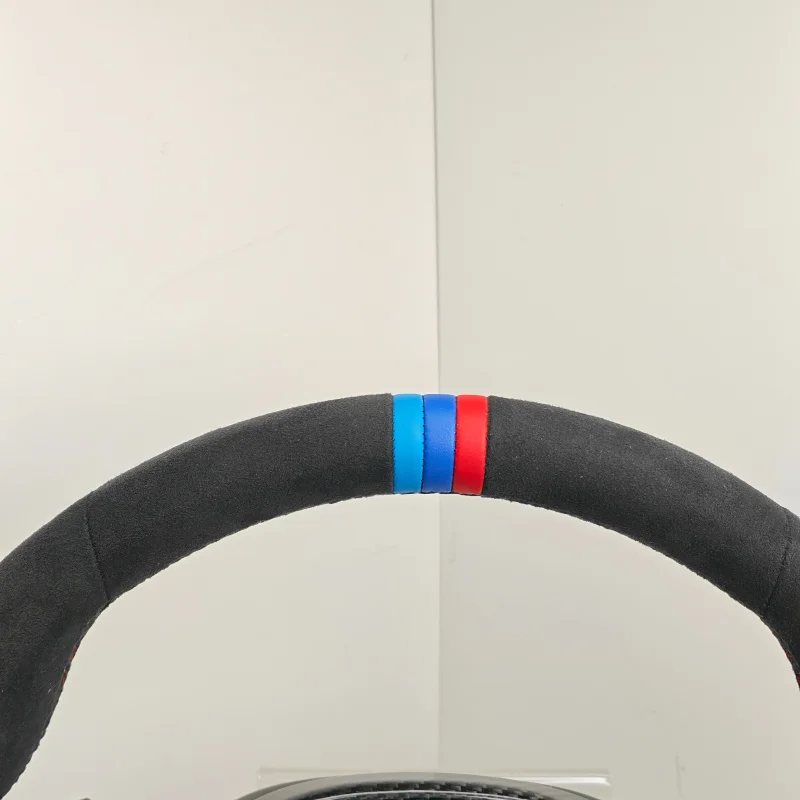 High Quality Custom Forged Red Flakes Carbon Fiber Embroidered Racing Steering Wheel Universal Car Interior Parts