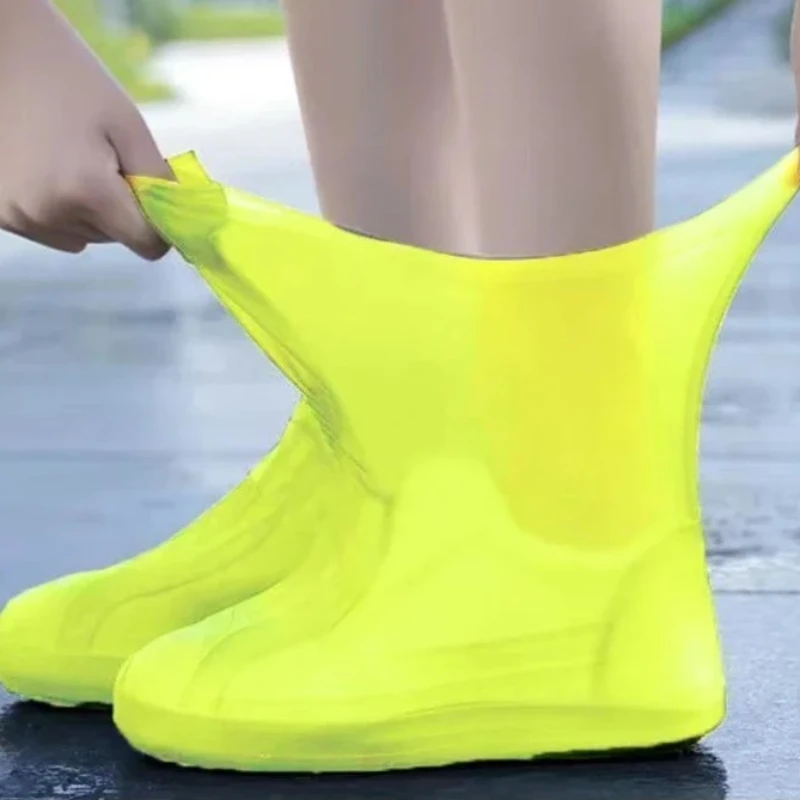 New 1 Pair Silicone WaterProof Shoe Covers lip-resistant Rubber Rain Boot Rain Gear Overshoes Accessories For Outdoor Rainy Day