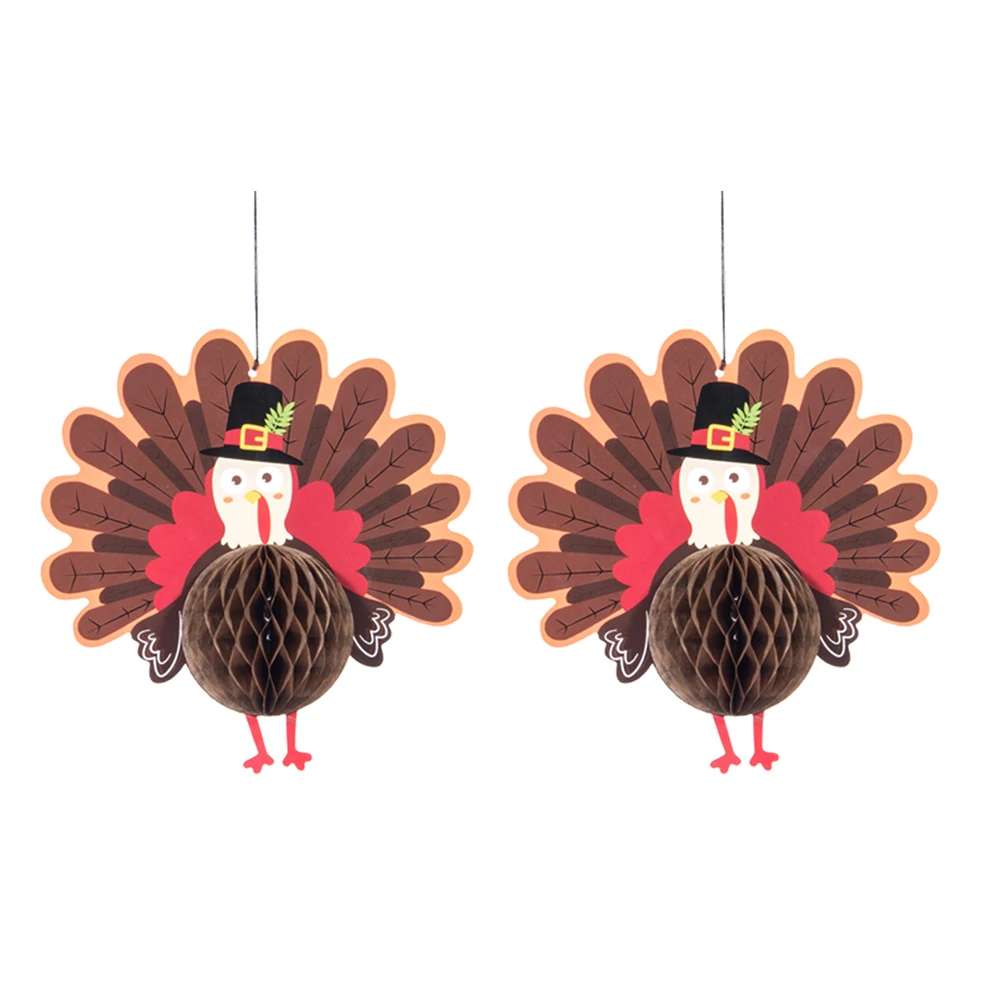 

2 Pcs Turkey Honeycomb Hanging Decoration Table Centerpieces Decorate Thanksgiving Decorations Fall Outdoor