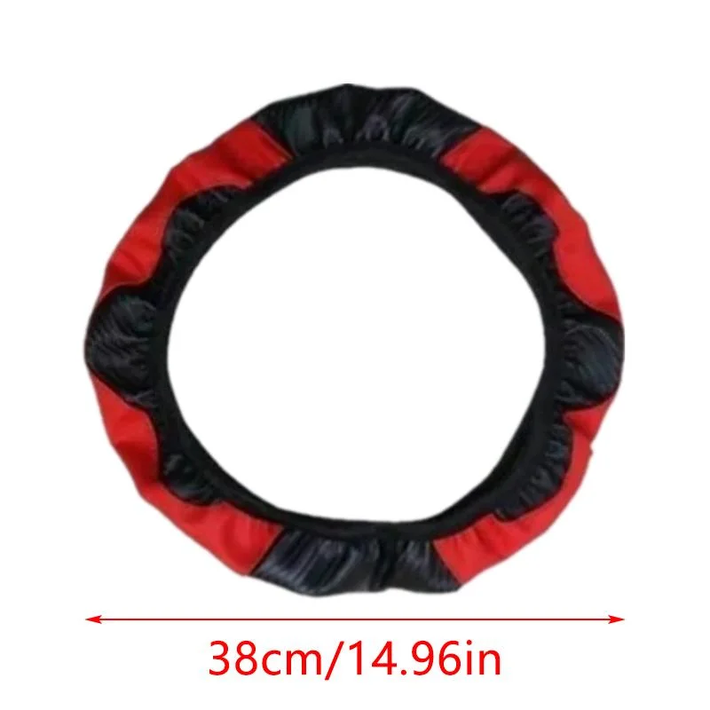 Synthetic Fiber Checkered Embossed Streamlined Car Rimless Steering Wheel Cover Suitable For 37-38cm Car Interior Decorations