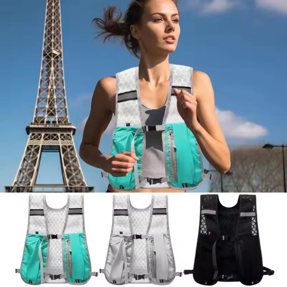 AliExpress NONE Reflective Running Vest Hydration Water Chest Pack Lightweight Running Water Bottle Storage Vest With Phone Holder Cycling Vest