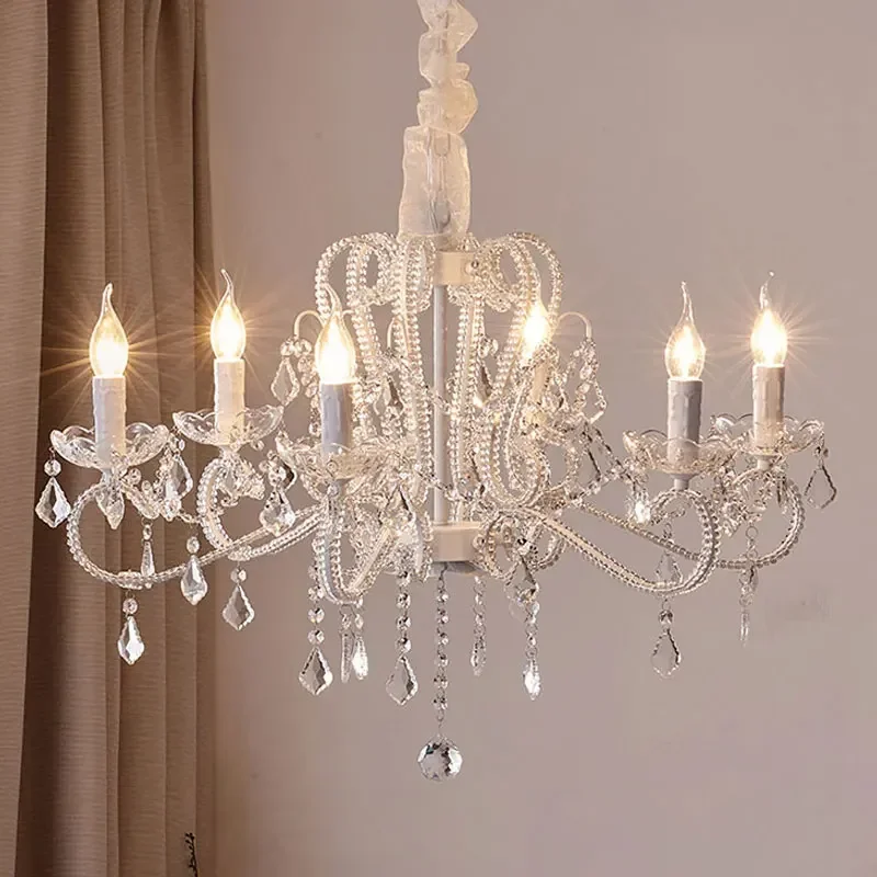 Luxury Crystal Chandelier White Branch Chandeliers Light Candle Suspension Lamp for Dining Room Living Room Kitchen Luminaires