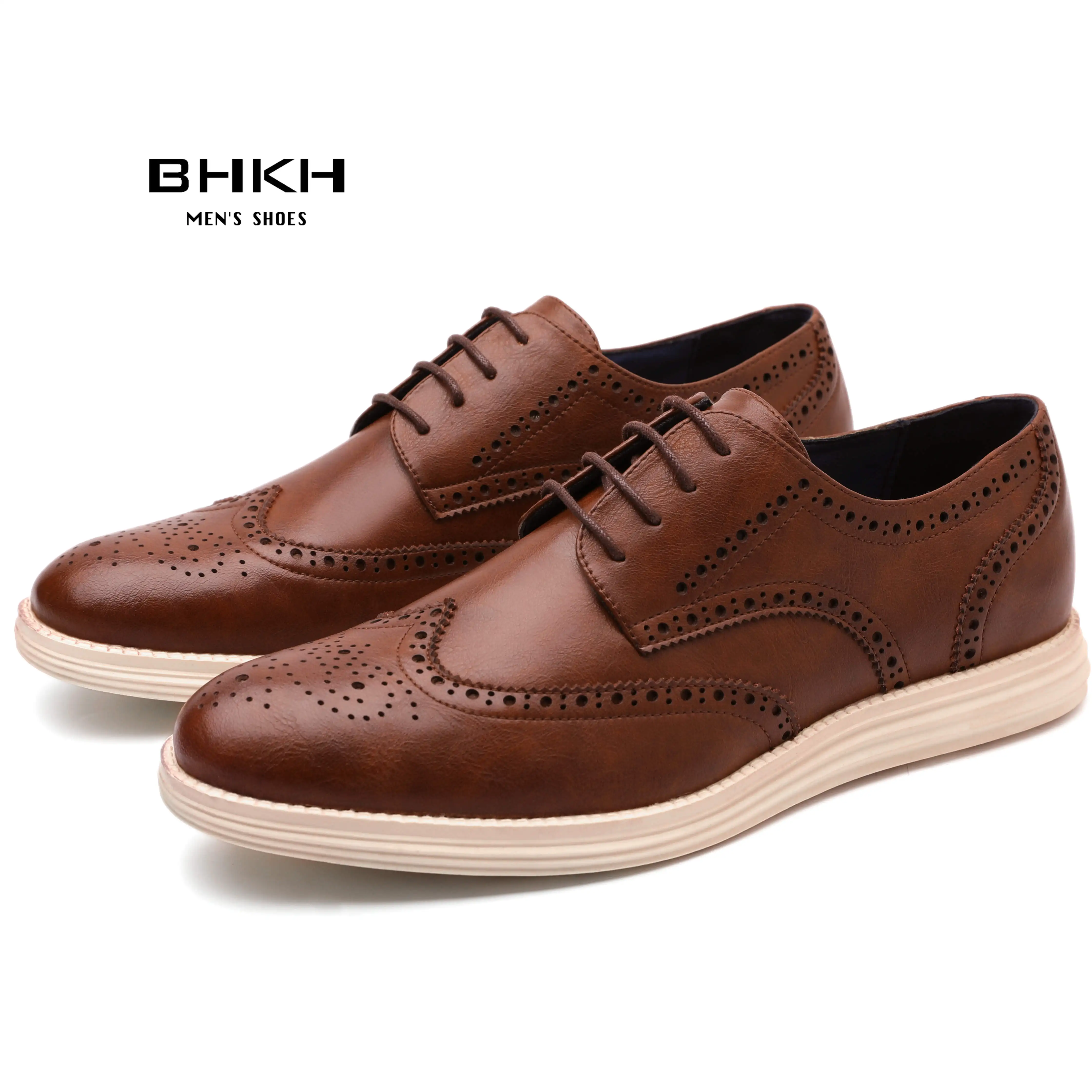 BHKH vestido de couro genuíno masculino, sapatos casuais com cordões, calçado inteligente para escritório de negócios, moda Lightweig, outono, 2022