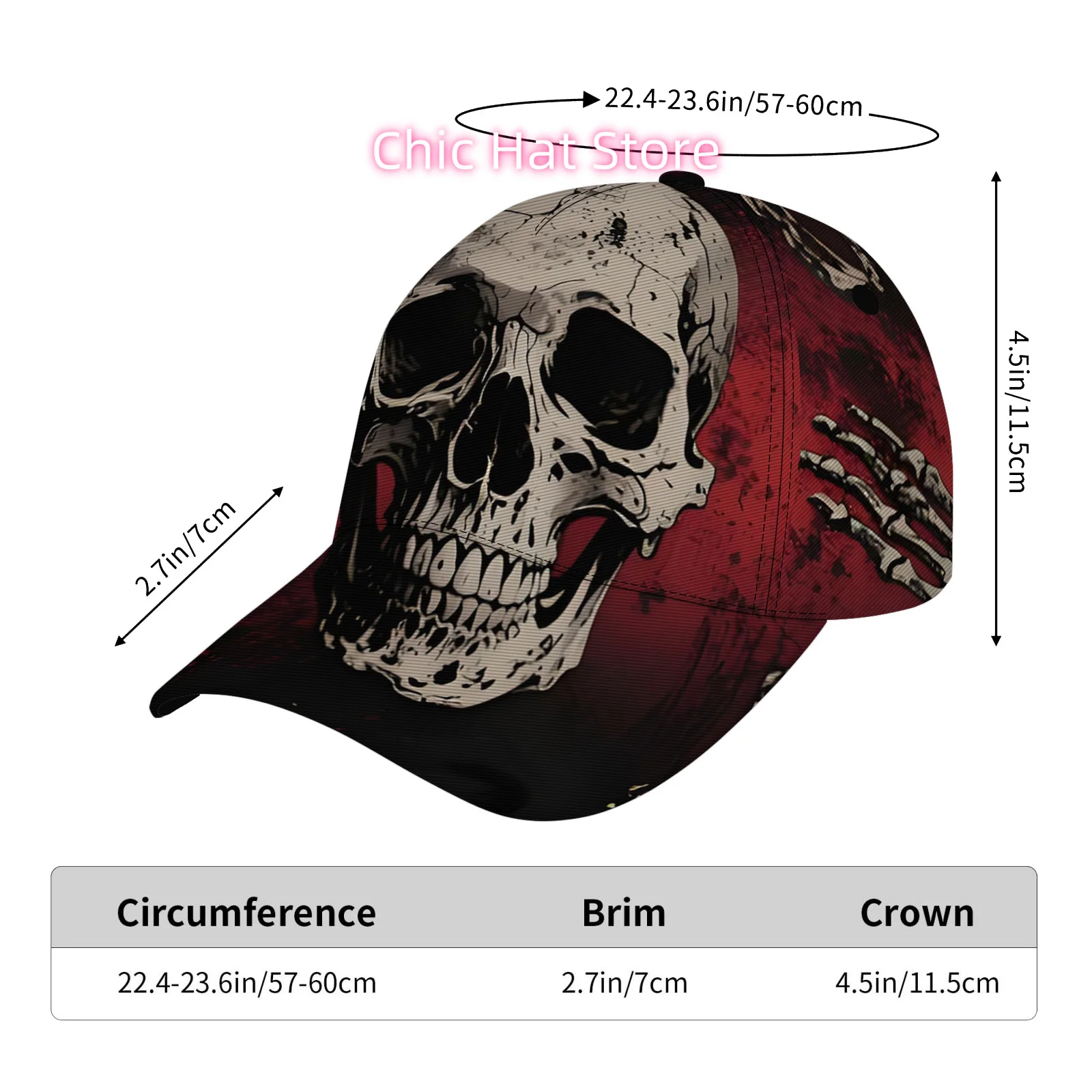New Product Launch! A Must-Have for Trendy Vibes! Adjustable with Skull Print, Perfect for Everyday Wear