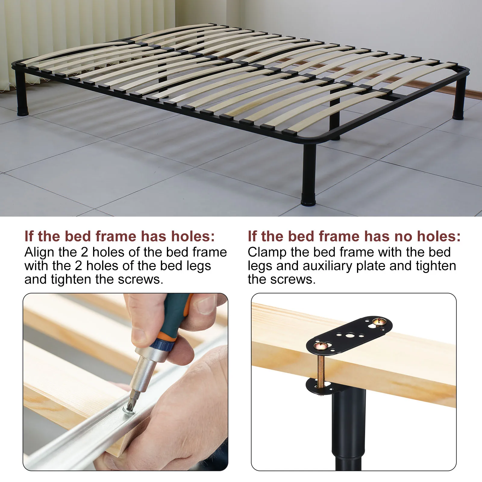 2pcs 3 Size T-shape Metal Furniture Leg Couch Legs Replacement Support Leg for Bed Couch