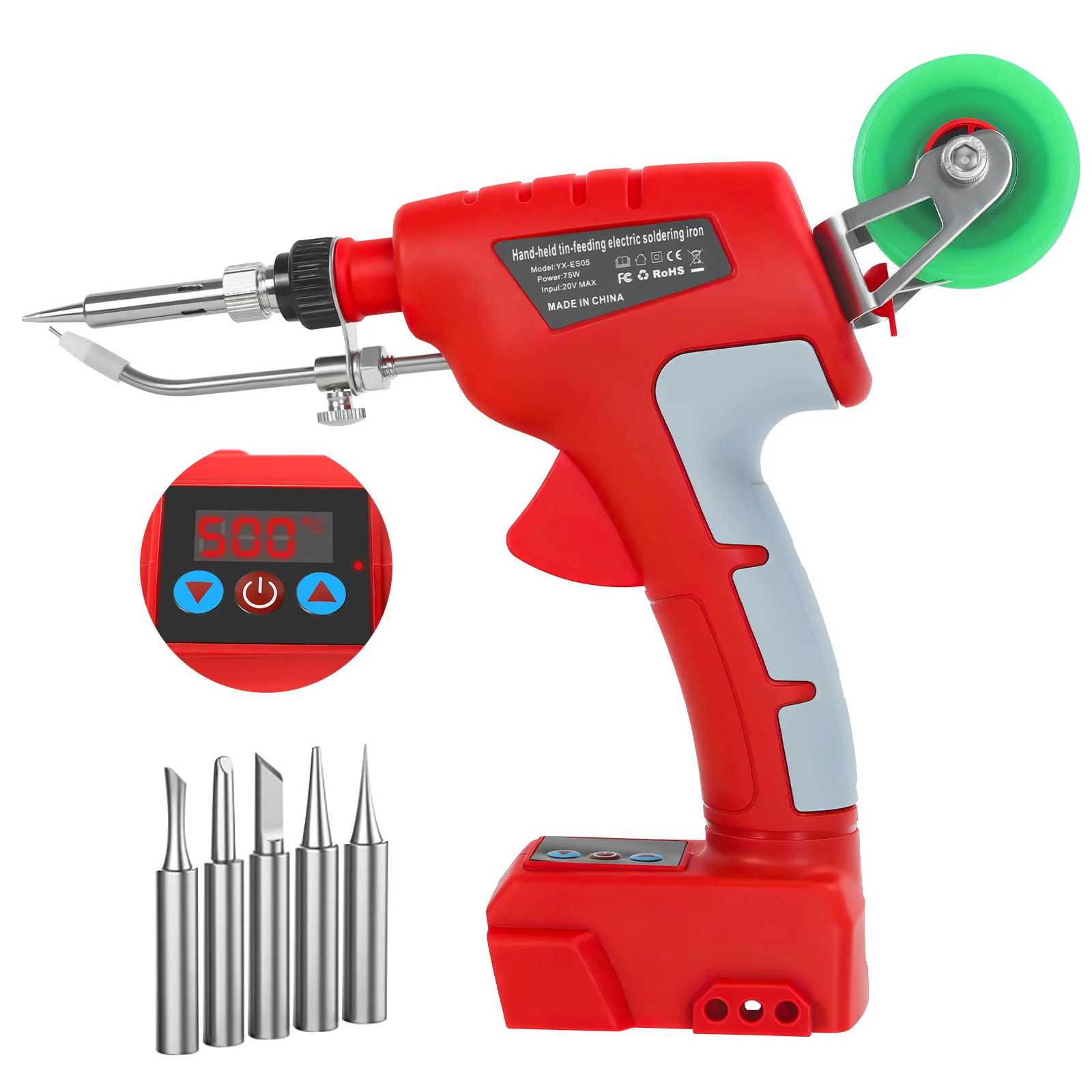 75W Cordless Soldering Iron Kit 200℃-500℃ Digital Display Electric Soldering Gun DIY Repair Tool for Milwaukee 18V Battery Pin
