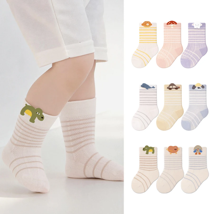3Pairs/Lot Children's Mesh Socks Summer Thin Cotton Soft Soc
