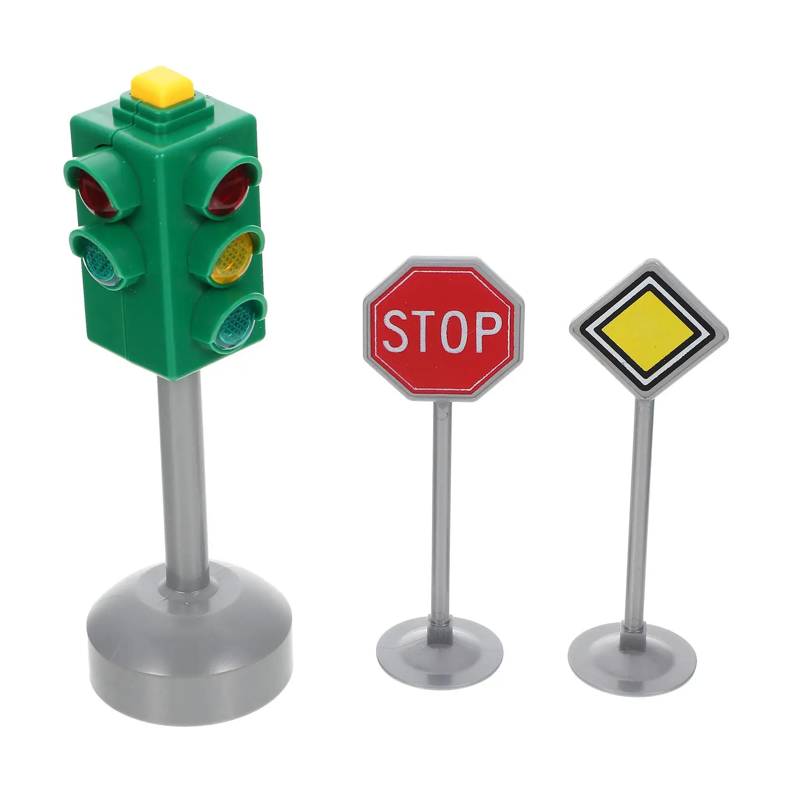 

3Pcs Traffic Light Toys Road Sign Mini Stop Signs Kids Model Lights Car Crossing Educational Plaything Safety Awareness Traffic