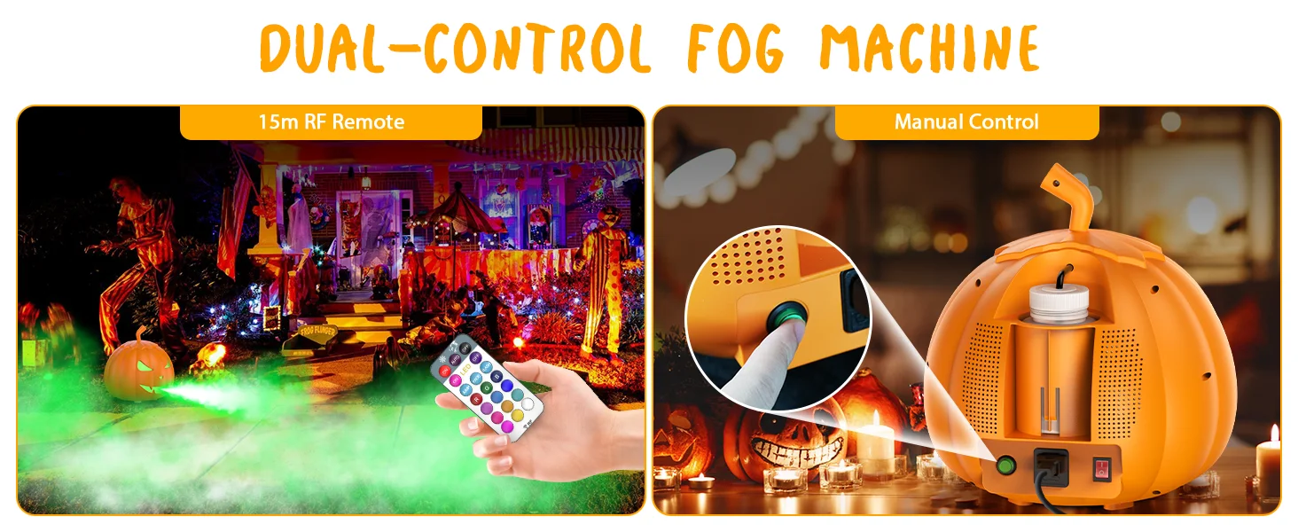 U'King 600 W Kürbis-Nebelmaschine, 12 Farben, RGB, 6 LEDs, Lichteffekt, Nebelmaschine, Fernbedienung für DJ, Show, Club, Halloween, Maker, Nebelmaschine – Detail 3