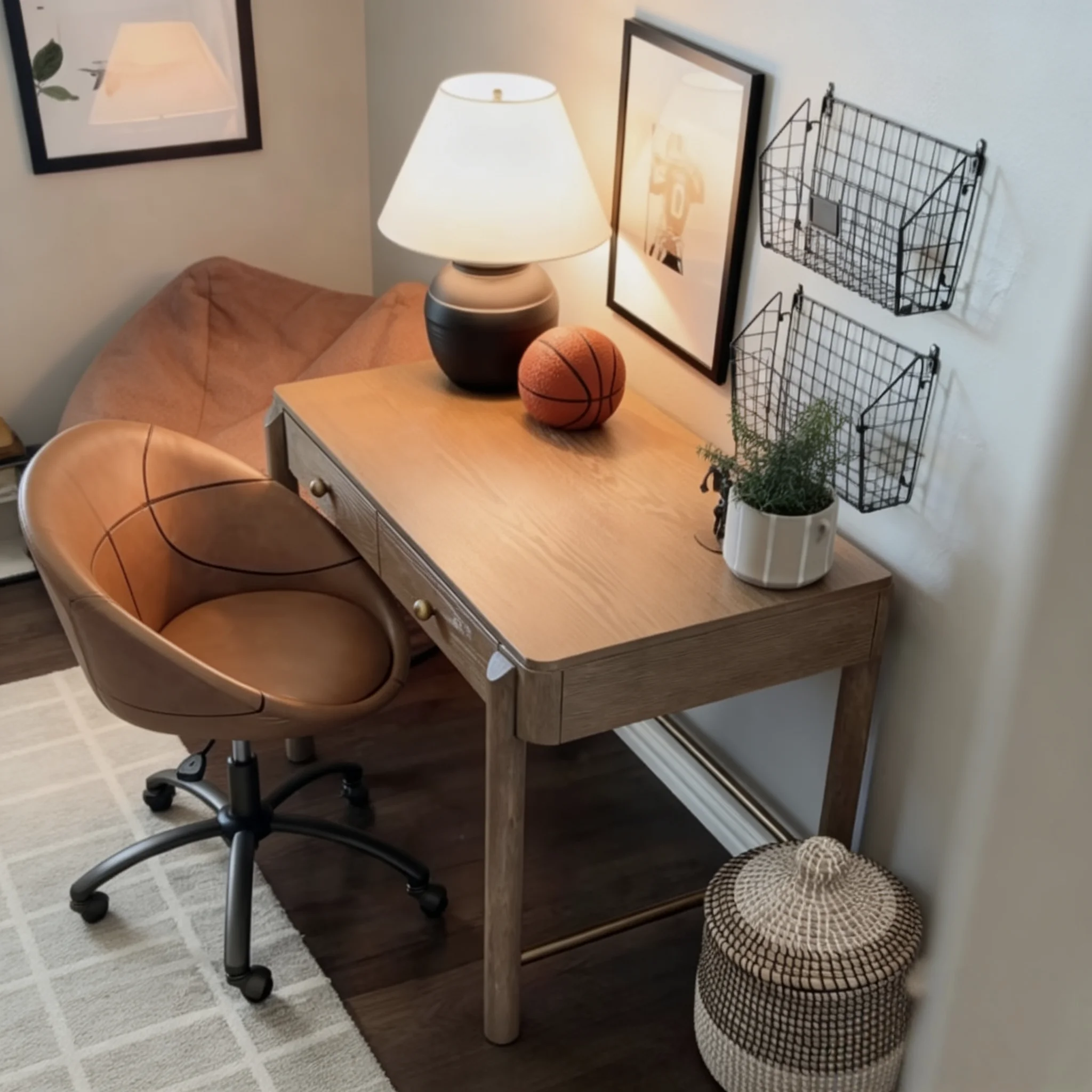 HYS log color retro style solid wood desk home study writing desk rectangular double pumping advanced sense minimalist computer