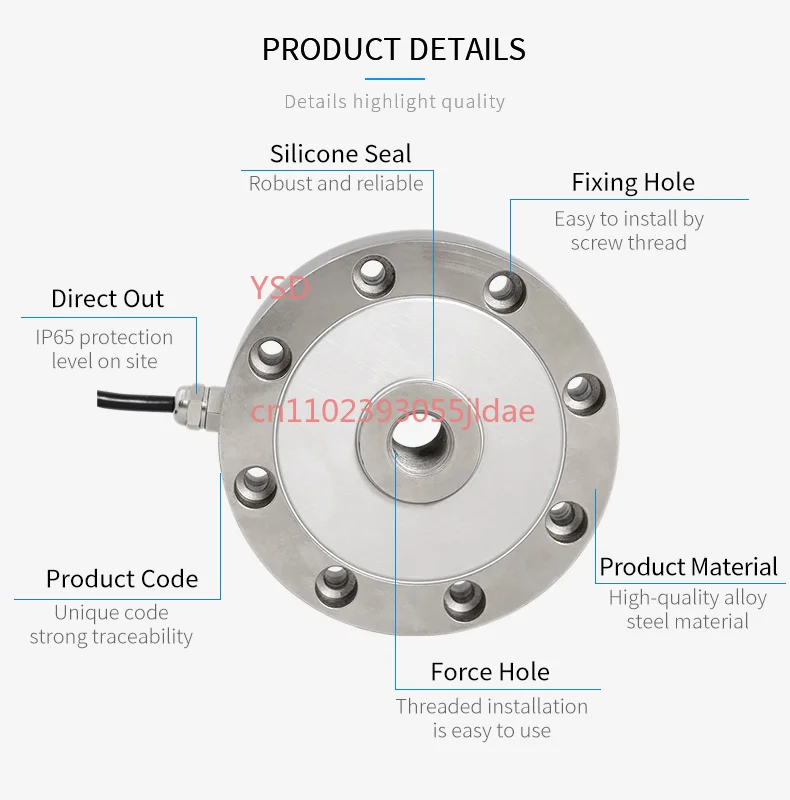 Spoke Type Load Cell, Round Pancake Tension Weight Sensor 5kg 50kg 100kg 1Ton 100Ton for Truck Scale