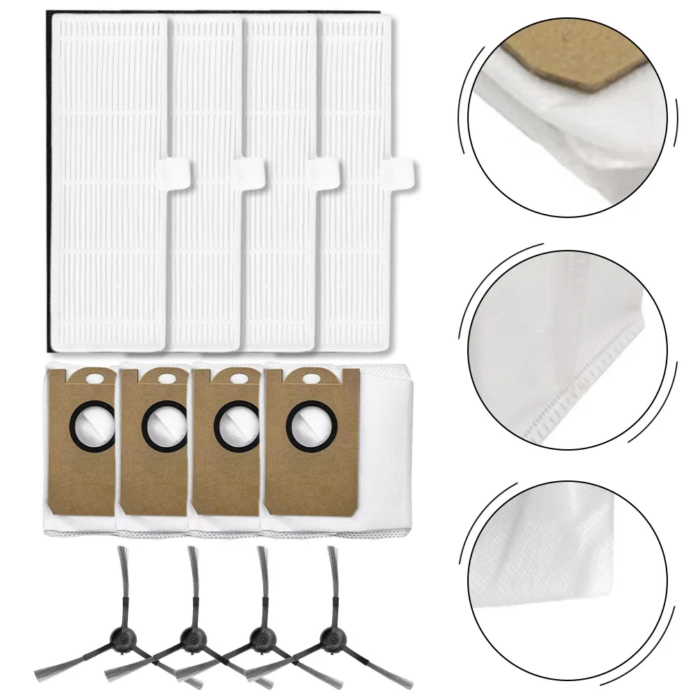 4 مجموعات الجانب فرشاة تصفية كيس لجميع الغبار طقم قطع غيار ل Xbot جهاز آلي لتنظيف الأتربة اللوازم المنزلية أدوات التنظيف