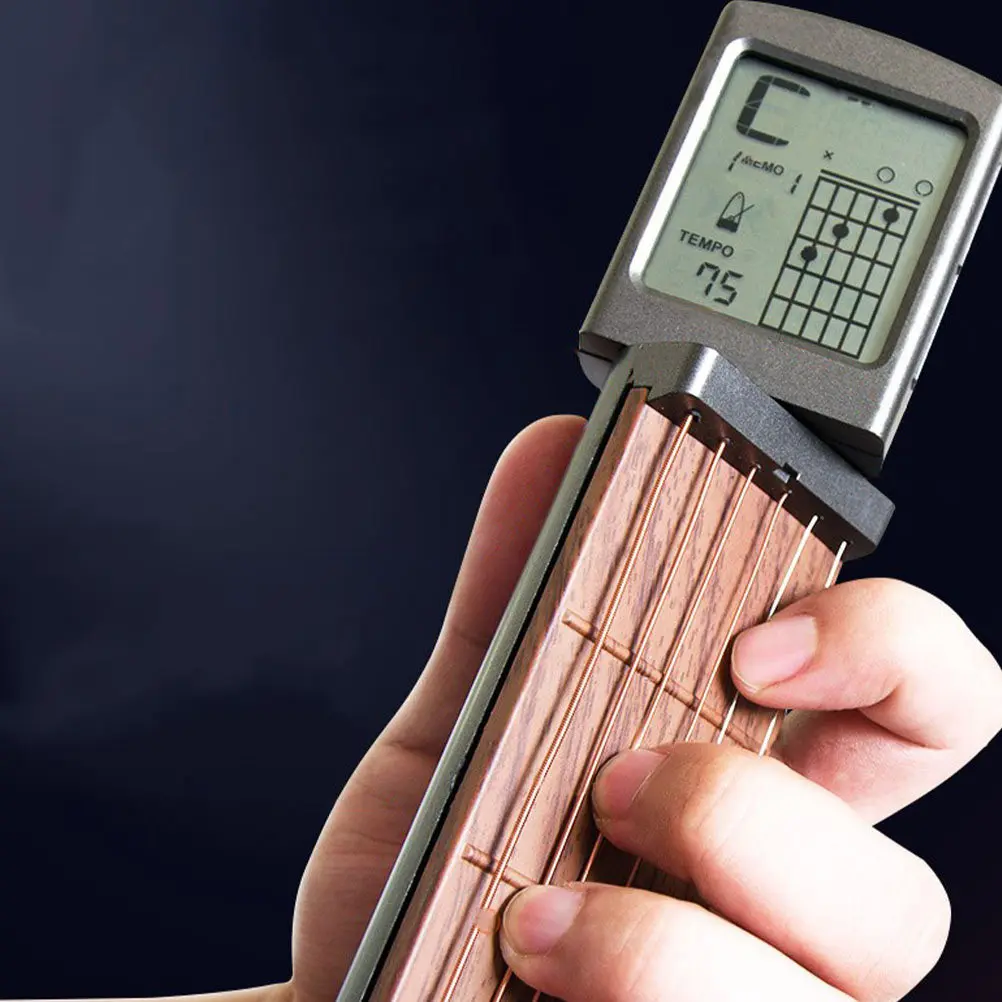Electronic Screen Guitar Portable 6 Fret Black Mini Pocket Guitar Trainer Training Tool for Finger Sensitivity Improvement