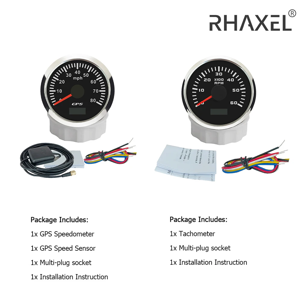 

RHAXEL 52 мм 2-манометрический комплект GPS-спидометр 120MPH Манометр Тахометр 7000RPM с счетчиком часов 12Volt 24Volt для автомобиля, лодки, грузовика