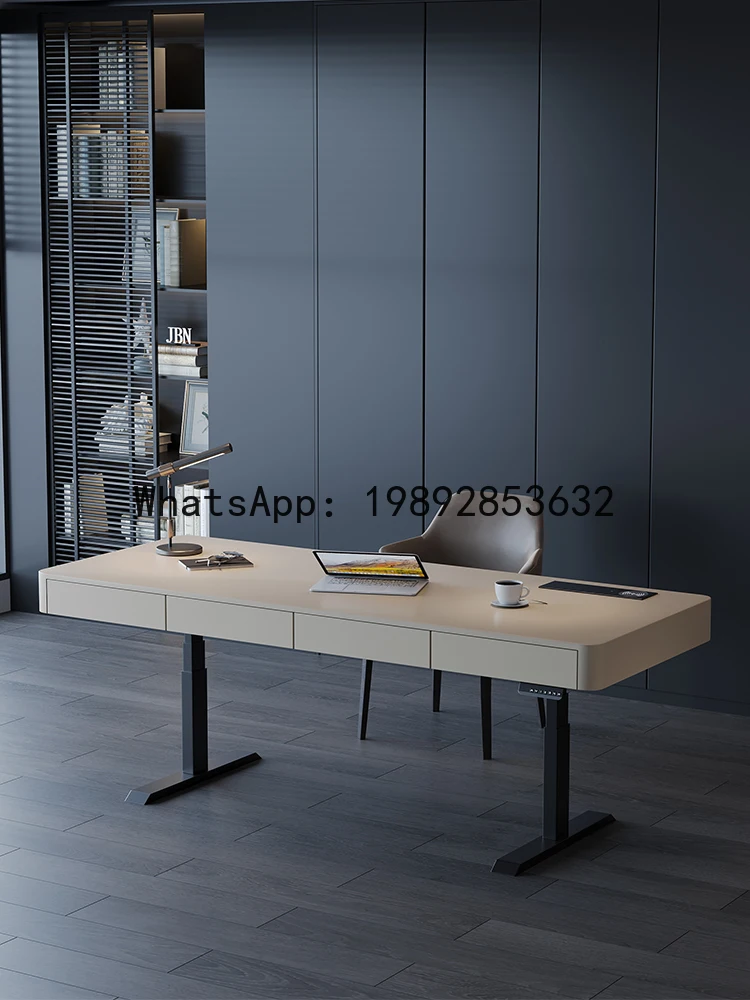 Solid Wood Smart Electric Height Adjustable Desk Dual Motor Adult Home Use Double Person Living Room Work Desk