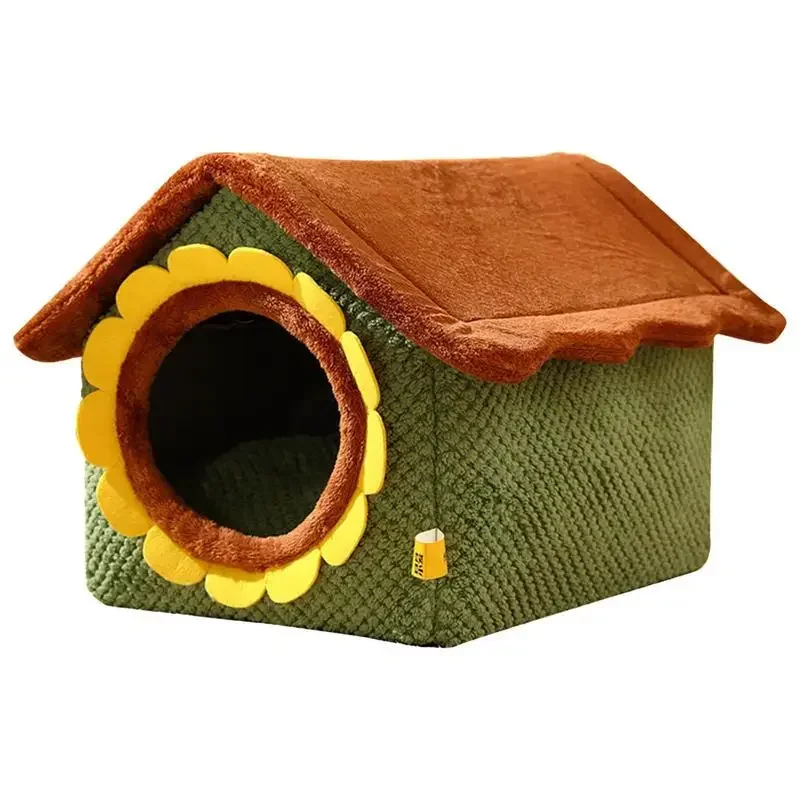 

Cat House Winter Warm Cat Tent Sunflower Cat Beds Soft Warm Pet Sleeping