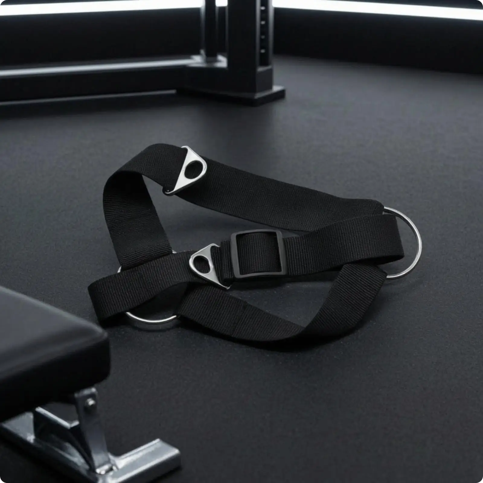 Fitness Ankle Strap Black Webbing Metal Ring Foot Strap for Strength Training Leg Extensions Kickbacks Adjustable Gym Sleeve