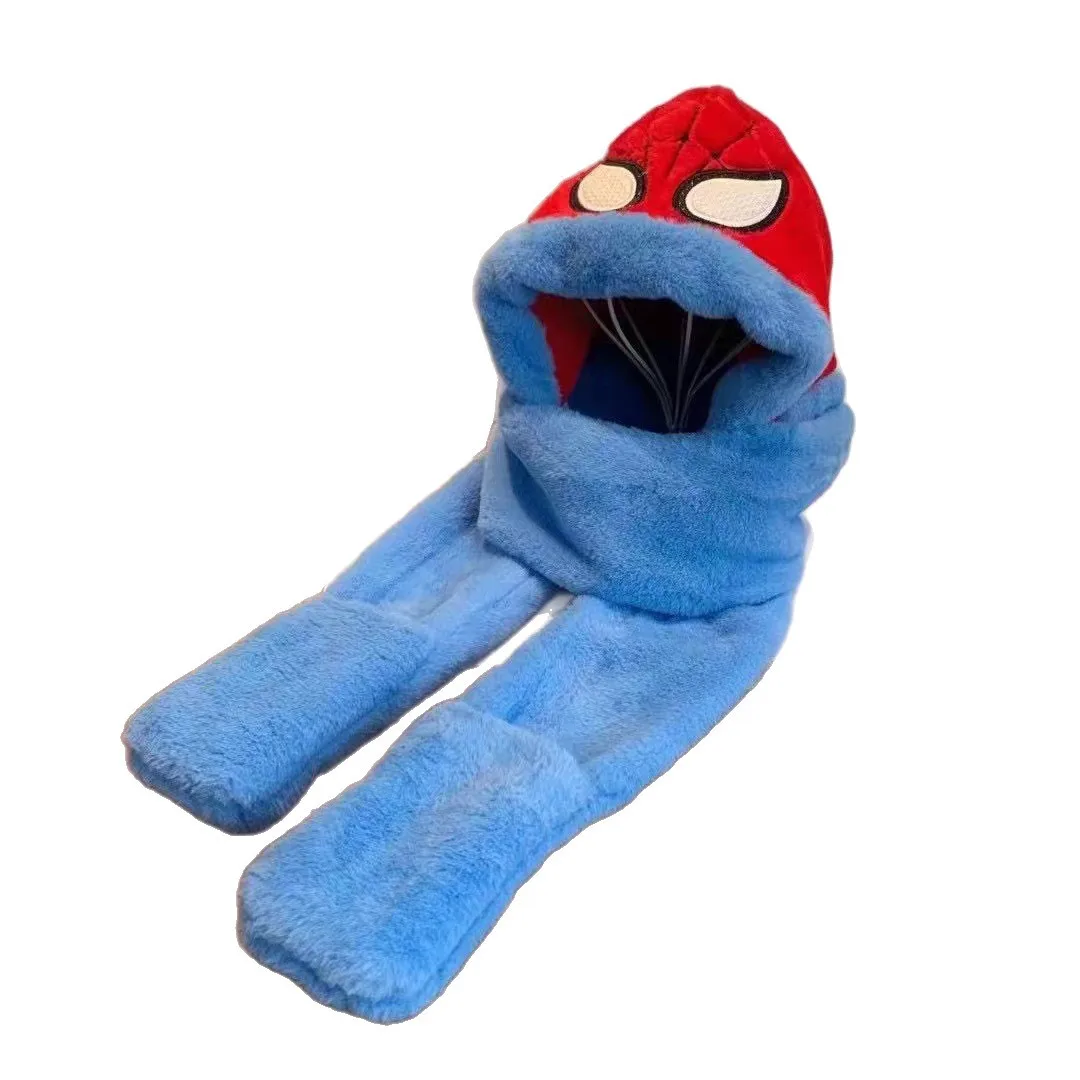Disney Spider-Man bufanda sombrero guantes conjuntos lindo dibujos animados niño felpa protección contra el frío y retención de calor regalos de vacaciones