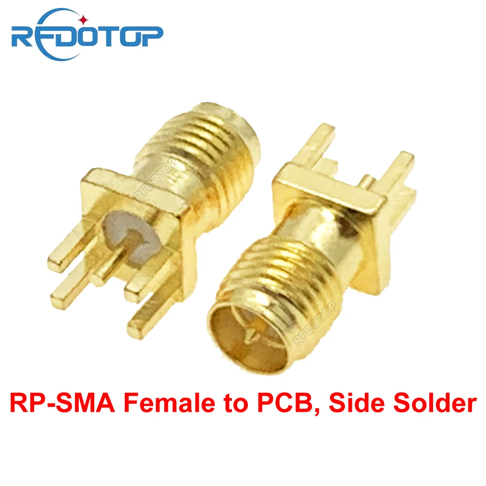 20PCS/lot RPSMA Female Jack Connector PCB Side Solder Edge Socket Mount Gold Plated PCB Mount RP-SMA RF Connector High Quality