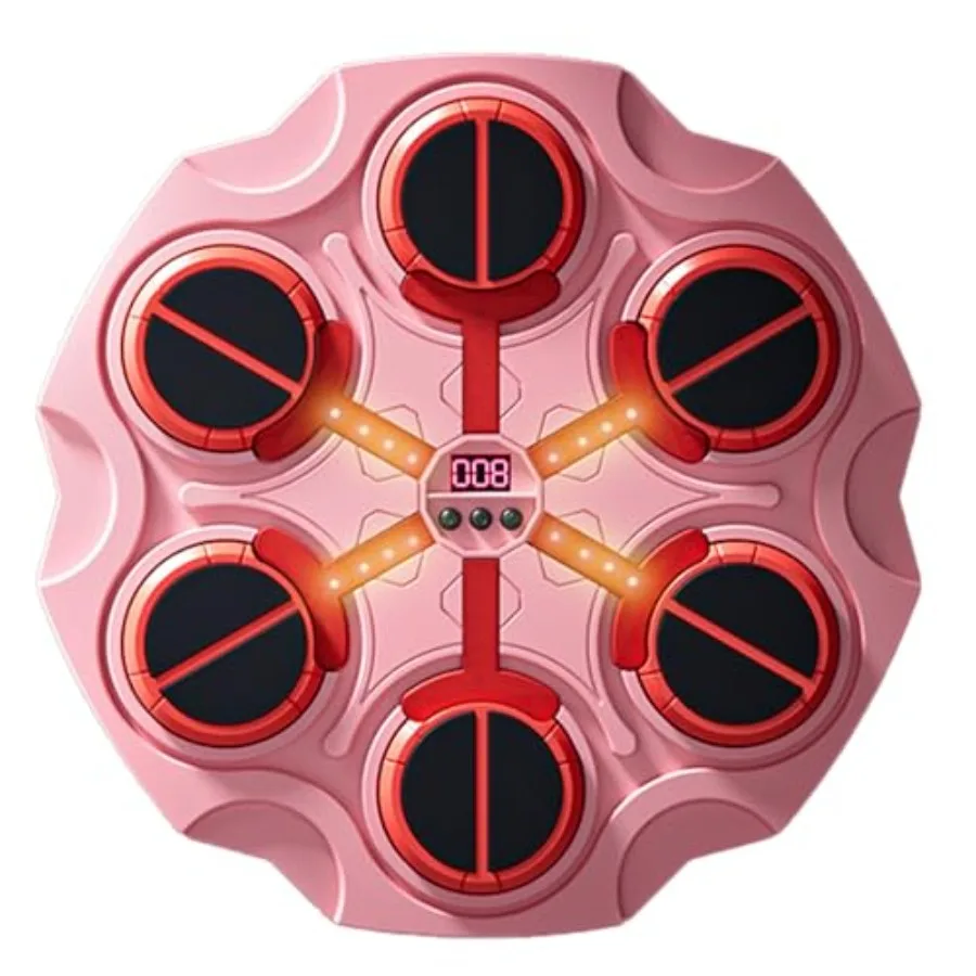 

Music Boxing Machine Bluetooth Wall-Mounted Training Toy with Pink Gloves and Mat for Intelligent Sports Equipment for Boys and