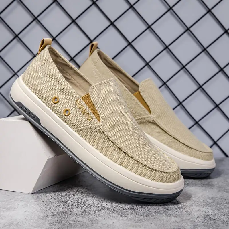

Men's Breathable Canvas Slip-On Loafers, Lightweight Soft Sole Non-Slip Casual Walking Shoes