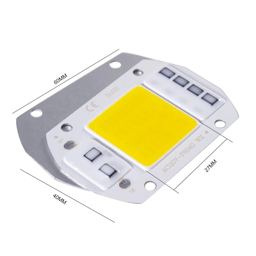 Puce COB LED 20W 30W 50W, 220V AC, blanc chaud, lampe pour projecteur à faisceau large, éclairage DIY, pas besoin de pilote