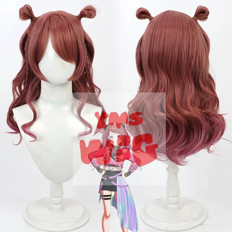 Two Types Gakuen iDOLM@STER Fighting My Way Hanami Saki Cosplay Wig Long Heat Resistant Synthetic Hair Halloween Party