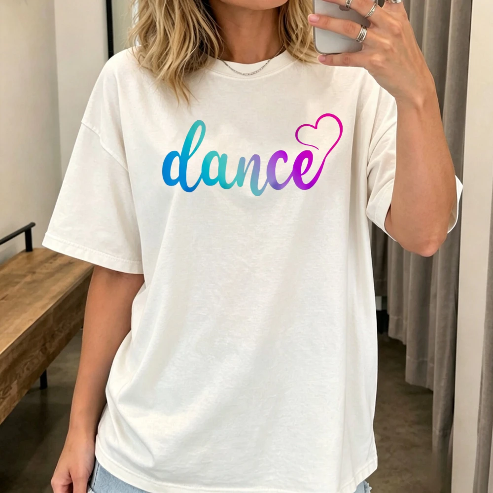 Dance Dancer Cute Love Design Graphic Printed Dancing Lover T-Shirt Casual Fashion Loose Harajuku Short Sleeve O-neck T Shirt