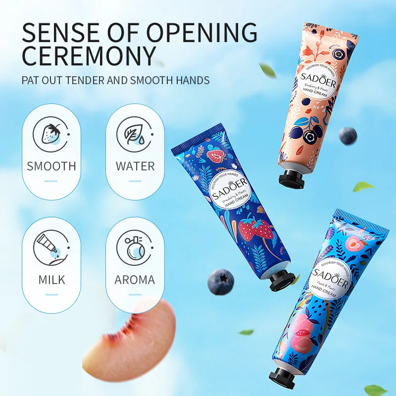 5 Pieces/Set Fruit & Plant Fragrance Hand Cream Moisturizing Anti-Drying Gentle Hand Lotion for Dry Rough Hand Daily Care