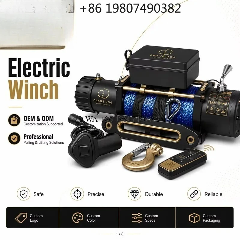 wmwmnu Portable Hoist Winch 3500lbs Capacity Stainless Steel Wire Rope Remote Control 12m Lifting Height for Boat