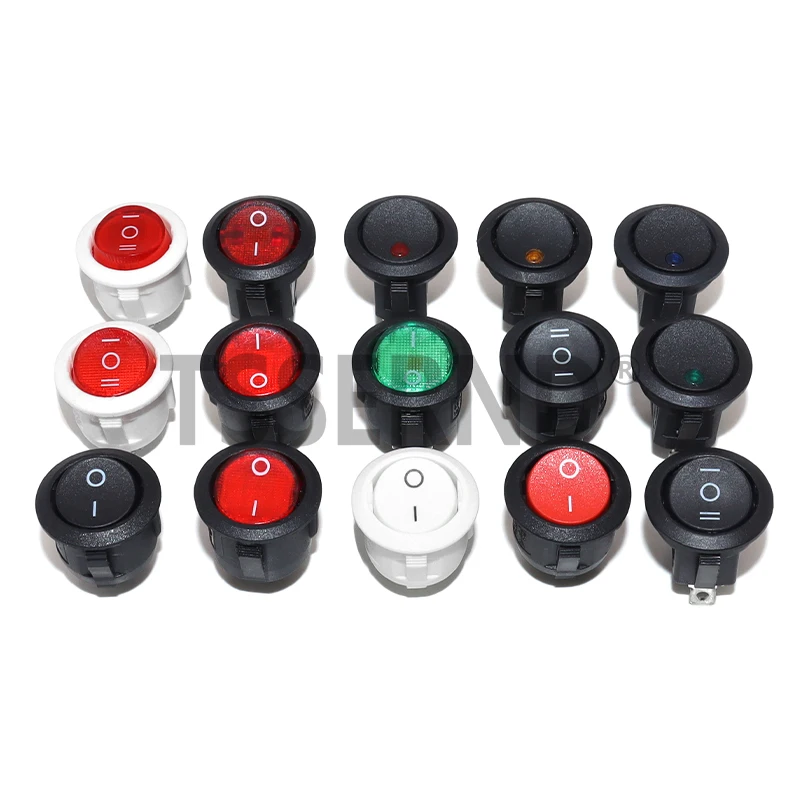 1PCS ON/OFF Round Rocker Switch LED illuminated Car Dashboard Dash Boat Van 12V 24V / 6A 250V / 10A 125V 2/3/4PIN Switch 20MM
