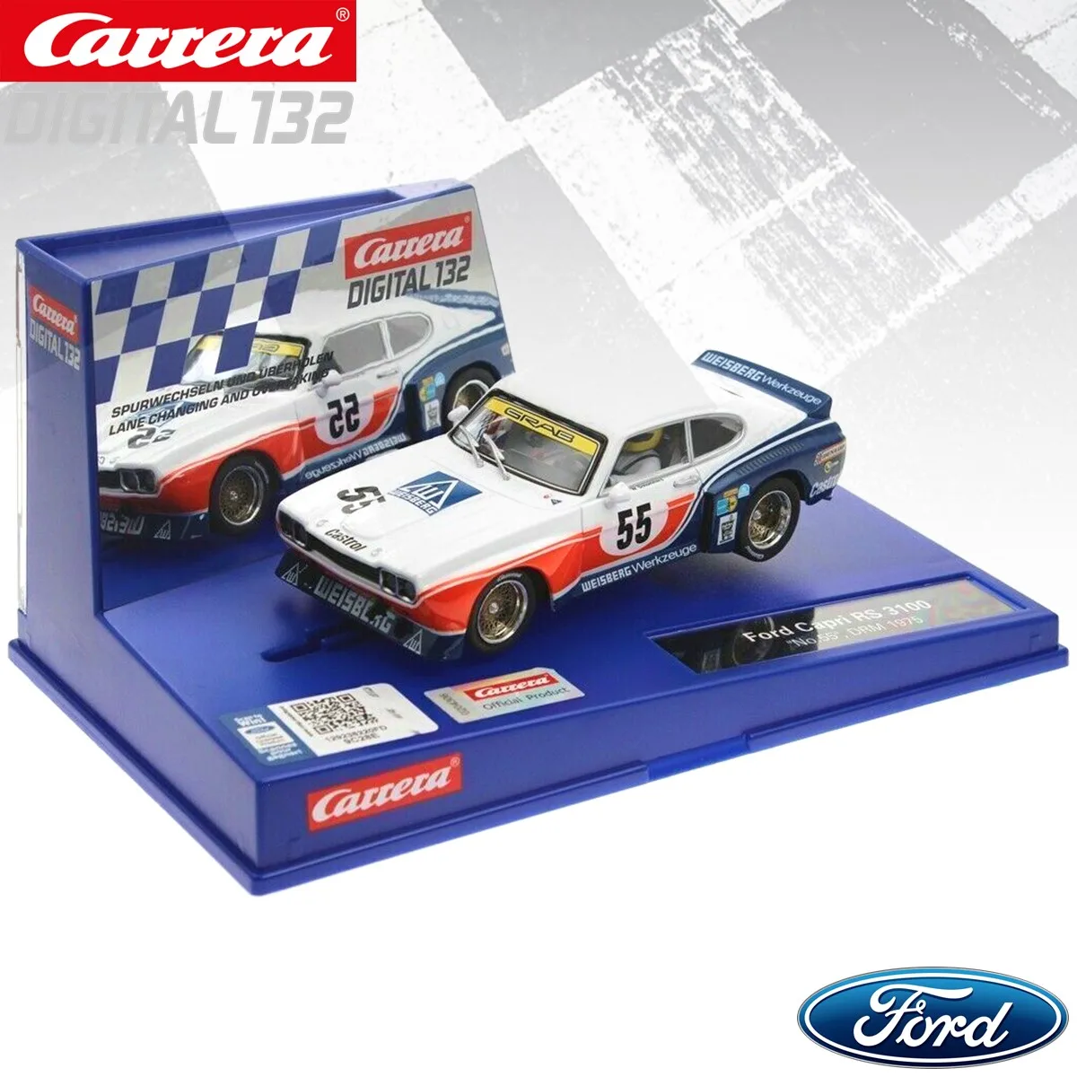 Carrera Slot Car Digital132 Ford Capri RS 3100 30927 No.55 DRM 1974 / 31046 R.Wood No.123