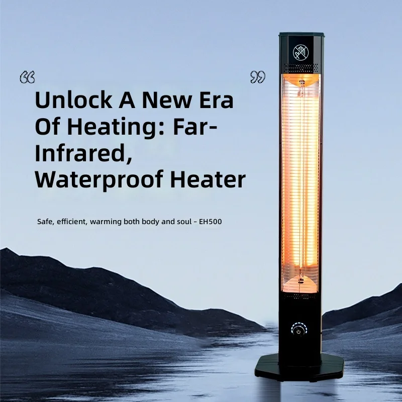 Outdoor Infrared Heater, Portable Waterproof Floor Standing, Indoor Silent Electric Heater, 1200W, Fast Heating, Energy Saving