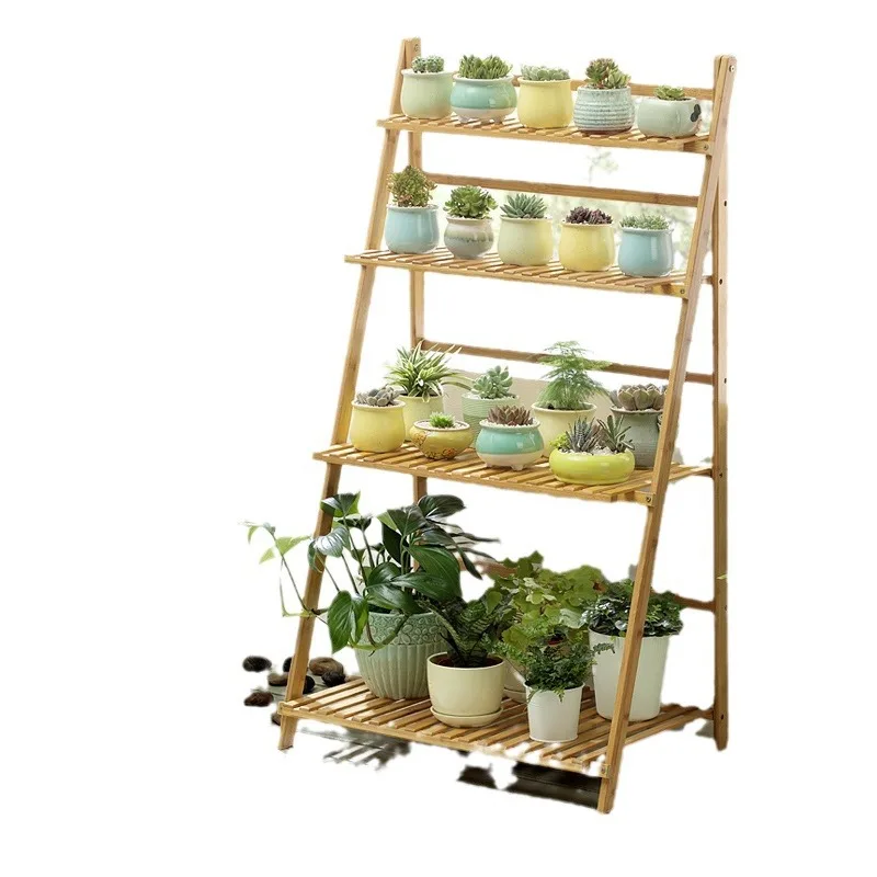 

Складная подставка для цветов в помещении, украшение из цельного дерева, от пола до потолка, балкон, трапециевидное хранилище