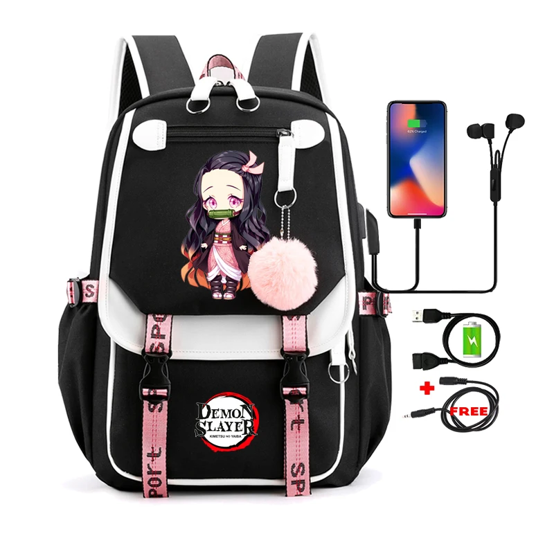 Anime Rugzak Tas Demon Slayer Nezuko Kawaii Cartoon Schooltas voor Volwassenen Grote Capaciteit Manga Om Dagelijks Reizen Meisjes Boekentas