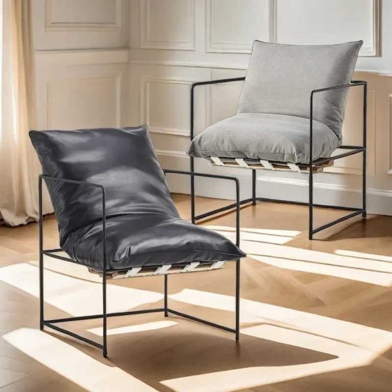 for Nordic Simple Lazy Sofa Fabric Wrought Iron Single Recliner Lunch Break Light Luxury Reading Leisure Chair Bedroom Office