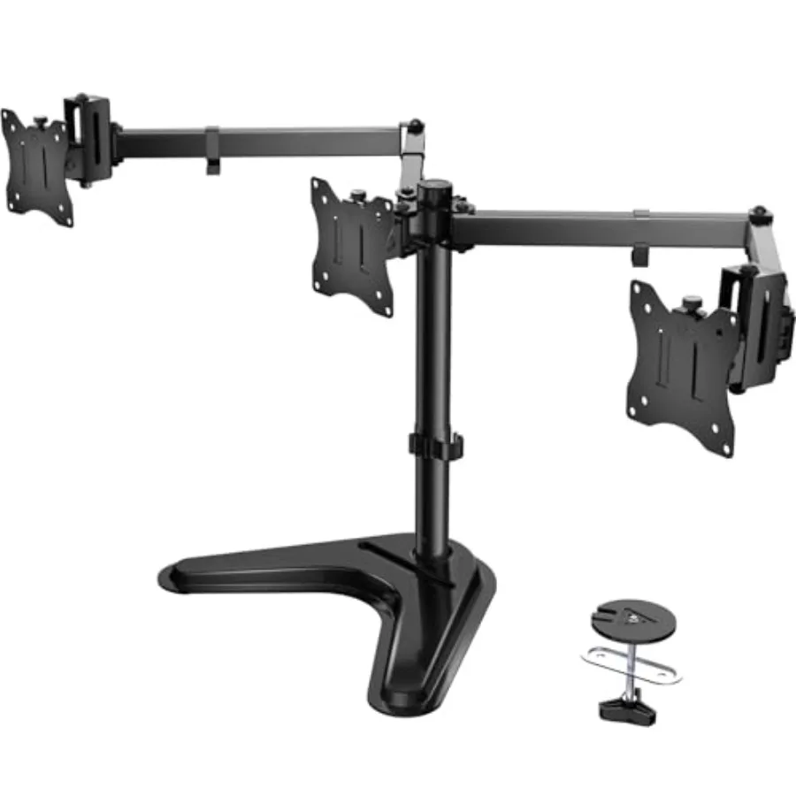 

Free Standing Triple Monitor Mount Heavy Duty for 13-27 inch Screens Adjustable 3 Monitor Arm Desk Stand with Swivel Tilt Rotat