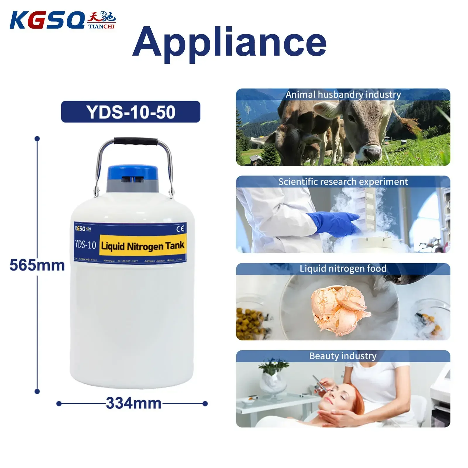 Portable Nitrogen Tank Semen Storage 10L Cryogenic Container Liquid Nitrogen Ln2 Tank