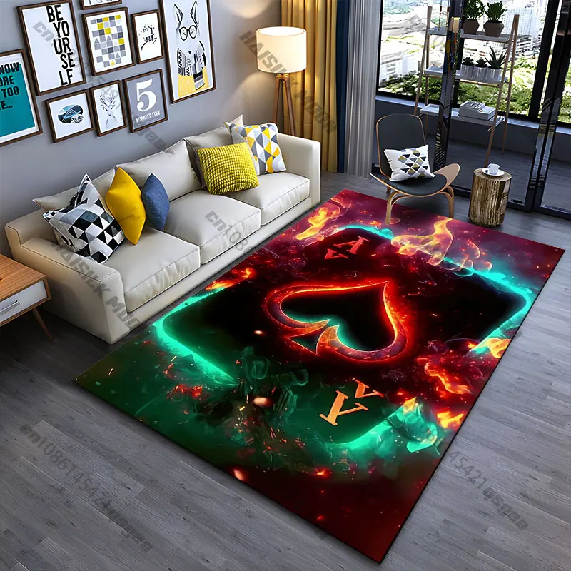 Fiery glowing ace of spades carpet Yoga living room room decor children's crawling mat doormat area rug games mat