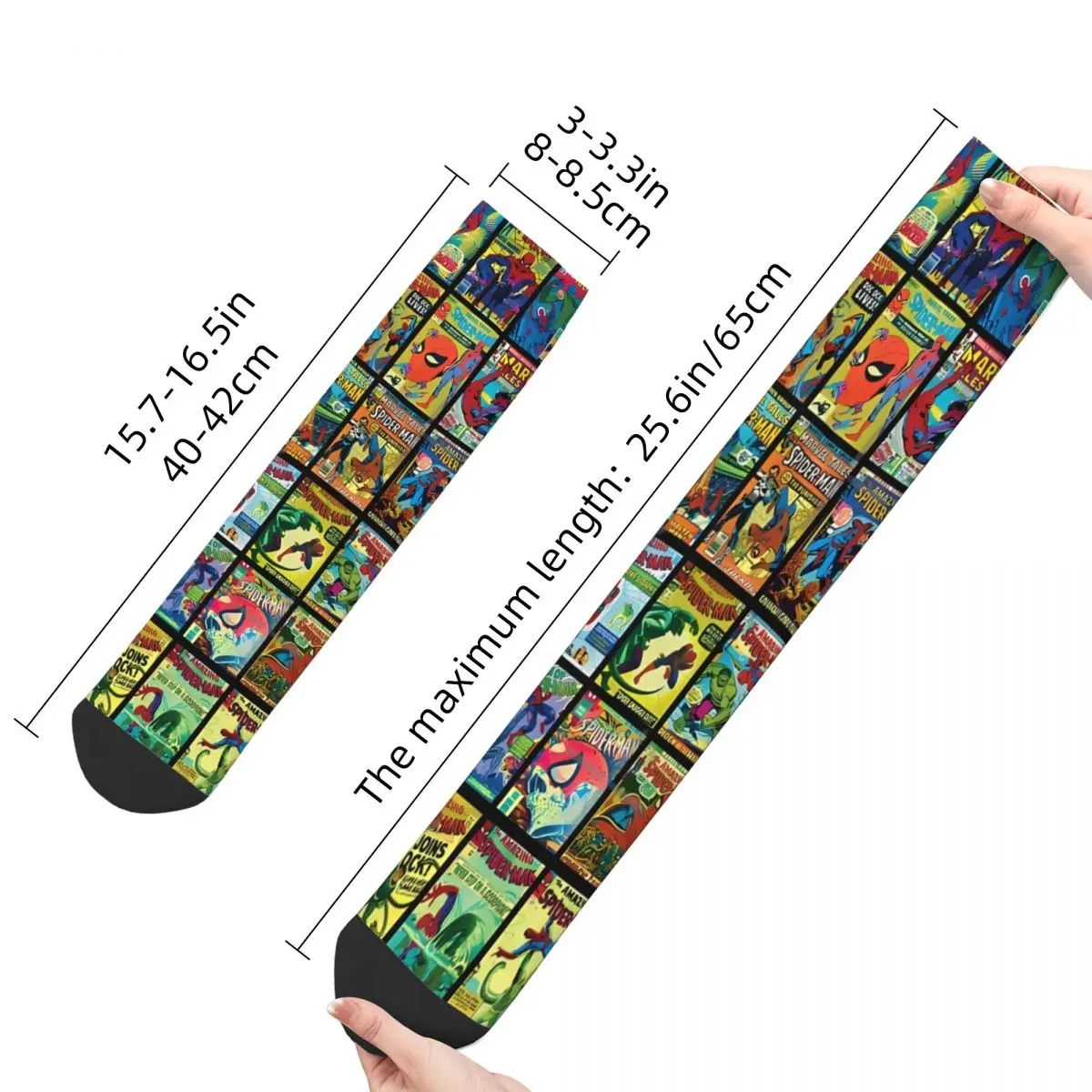 Vintage Collection Pattern Superhero Boom Comic Book Unisex Winter Socks Running Happy Socks street style Crazy Sock