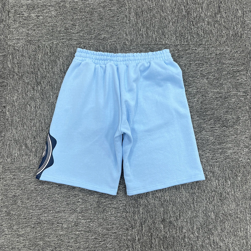 SY-75  Light Blue Varsity Crew Shorts Jogger Pants Unisex Gym Running Tracksuit Basketball Streetwear Hoodie Casual Men Clothing