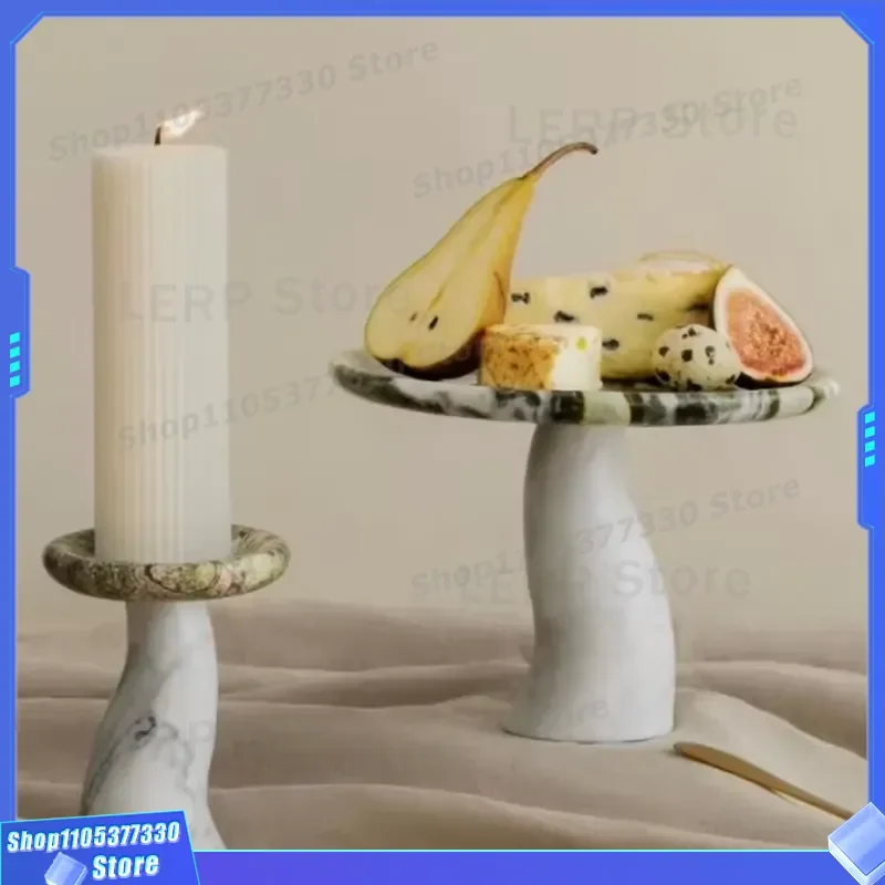 Natural Marble Mushroom Tray for Home Decor Aromatherapy Candle Holder Fruit Plate Model Room Atmosphere Decoration Tableware